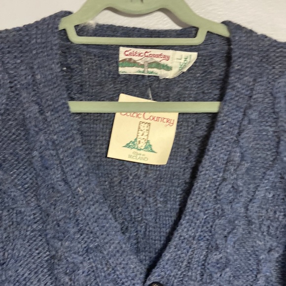 Celtic Country NEW Vintage Wool Cardigan Sz L Mr.Rogers Fisherman Sweater - Picture 2 of 6